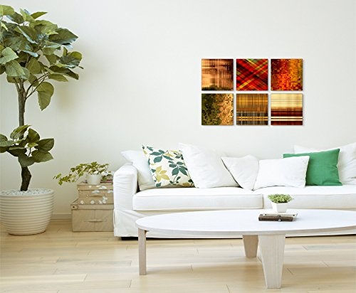 6 teilige moderne Bilderserie je 20x20cm - Abstrakt Muster Mehrfarbig Expressiv
