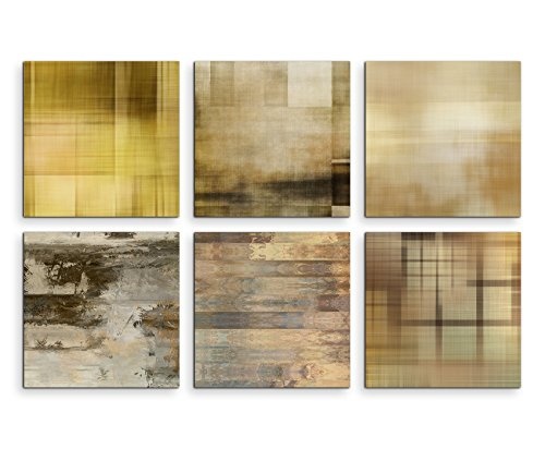 6 teilige moderne Bilderserie je 20x20cm - Abstrakt Muster Hell Expressiv Kunst