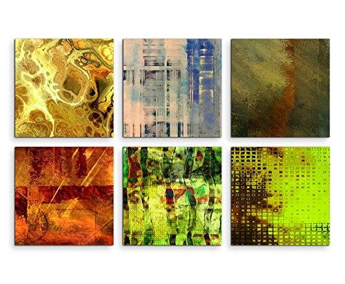 6 teilige moderne Bilderserie je 20x20cm - Abstrakt Muster Mehrfarbig Expressiv Kunst