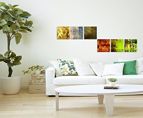 6 teilige moderne Bilderserie je 20x20cm - Abstrakt Muster Mehrfarbig Expressiv Kunst