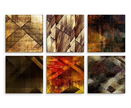 6 teilige moderne Bilderserie je 20x20cm - Abstrakt Mehrfarbig Muster Expressiv