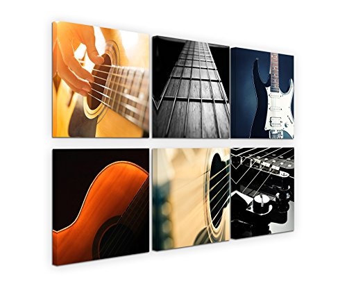 6 teilige moderne Bilderserie je 20x20cm - Gitarre Saiten Musik Instrument