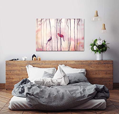 bestforhome 180x120cm Leinwandbild Zwei Vögel Rotkardinal auf einem AST Leinwand auf Holzrahmen