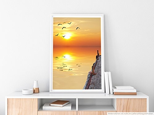 Best for home Artprints - Art - Steg am goldenen Meer- Fotodruck in gestochen scharfer Qualität