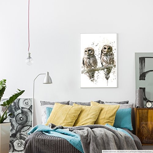 Best for home Artprints - Bild - Zwei Uhus auf einem Ast- Fotodruck in gestochen scharfer Qualität