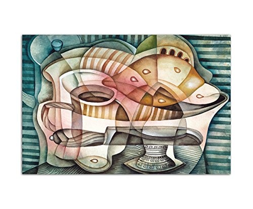 120x80cm - Stillleben Fisch abstrakt - Bild auf Keilrahmen modern stilvoll - Bilder und Dekoration
