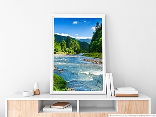 Best for home Artprints - Art - Berge mit Bäumen und Fluss- Fotodruck in gestochen scharfer Qualität