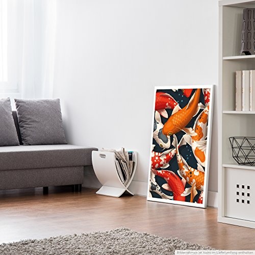 Best for home Artprints - Bild - Bunter Koi Karpfen Schwarm- Fotodruck in gestochen scharfer Qualität