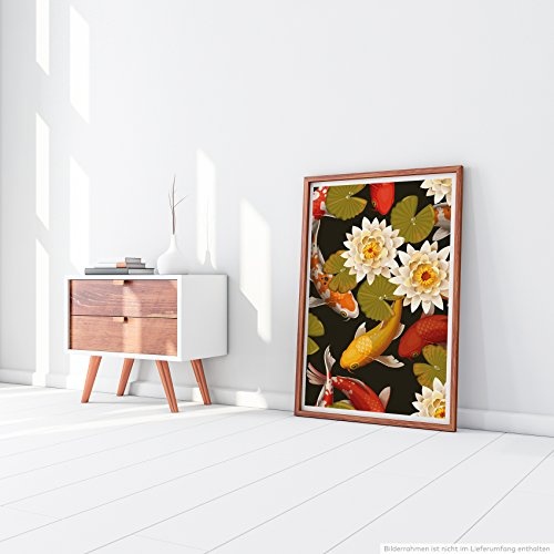 Best for home Artprints - Bild - Kois und Seerosen- Fotodruck in gestochen scharfer Qualität