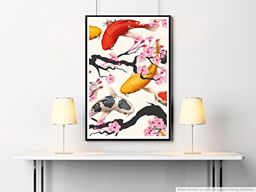 Best for home Artprints - Bild - Kois und Kirschblüten- Fotodruck in gestochen scharfer Qualität