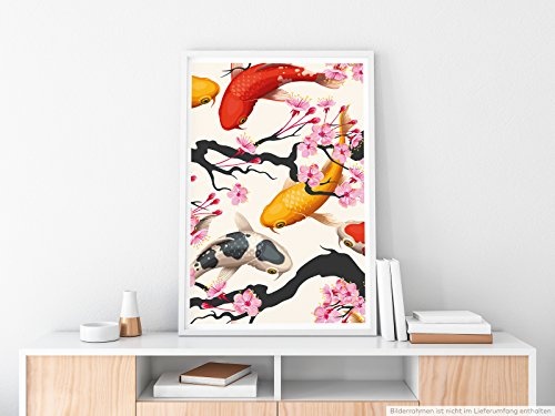 Best for home Artprints - Bild - Kois und Kirschblüten- Fotodruck in gestochen scharfer Qualität