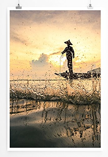 Best for home Artprints - Arbeiterfotografie - Fischer im Boot- Fotodruck in gestochen scharfer Qualität