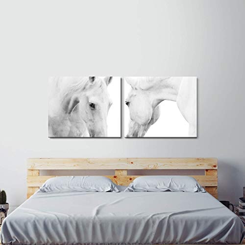 SIN-US 74 Weiße Pferde Bild Leinwand fertig auf Rahmen 2 Bilder a 50x60cm