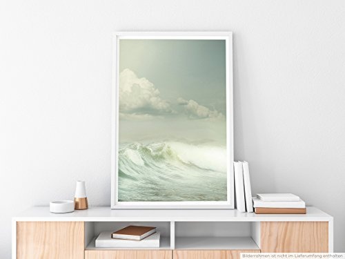 Best for home Artprints - Vintage Meereswellen unter dem Wolkenhimmel- Fotodruck in gestochen scharfer Qualität