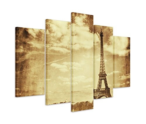 Modernes Bild 150x100cm Künstlerische Fotografie - Vintage Sepia Eiffelturm in Paris Frankreich