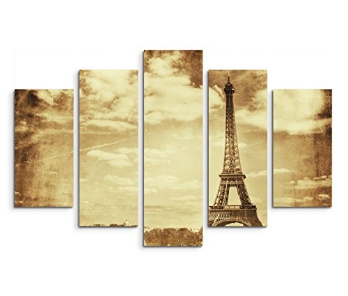 Modernes Bild 150x100cm Künstlerische Fotografie - Vintage Sepia Eiffelturm in Paris Frankreich