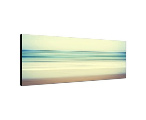 Wandbild auf Leinwand als Panorama in 120x40cm Strand Meer abstrakt Vintage