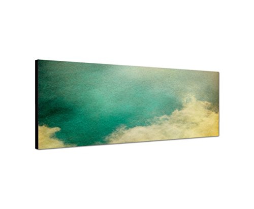 Wandbild auf Leinwand als Panorama in 120x40cm Himmel Wolken Sonnenlicht Vintage