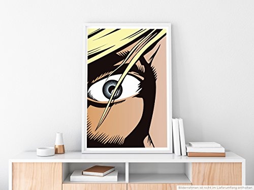 Best for home Artprints - Mann mit aufgerissenen Augen im Pop Art Stil- Fotodruck in gestochen scharfer Qualität