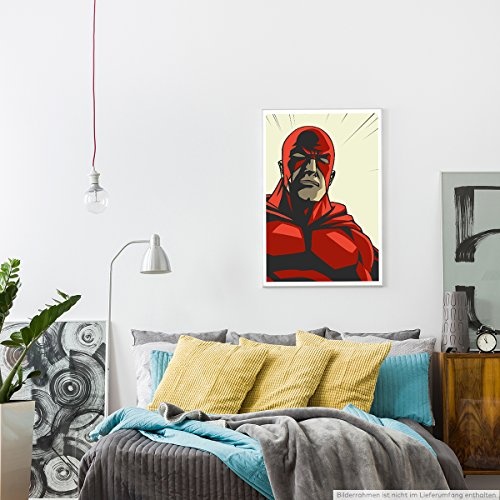 Best for home Artprints - Superheld mit roter Maske im Comic Stil- Fotodruck in gestochen scharfer Qualität
