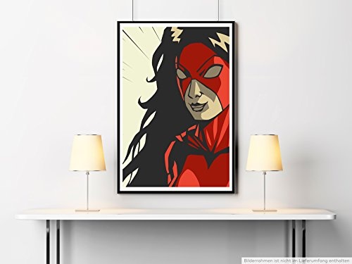 Best for home Artprints - Superheldin mit roter Maske im Comic Stil- Fotodruck in gestochen scharfer Qualität