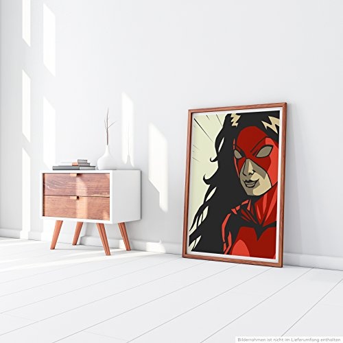 Best for home Artprints - Superheldin mit roter Maske im Comic Stil- Fotodruck in gestochen scharfer Qualität