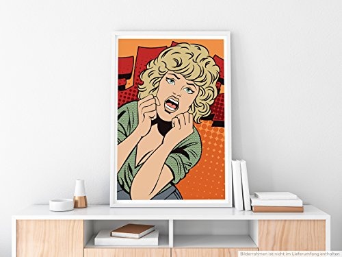 Best for home Artprints - Schreiende Frau im Comic Stil - Help!- Fotodruck in gestochen scharfer Qualität