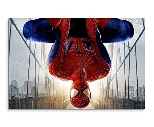 Hanging Spiderman Wandbild 120x80cm XXL Bilder und Kunstdrucke auf Leinwand