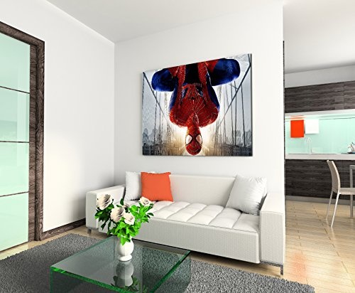 Hanging Spiderman Wandbild 120x80cm XXL Bilder und Kunstdrucke auf Leinwand