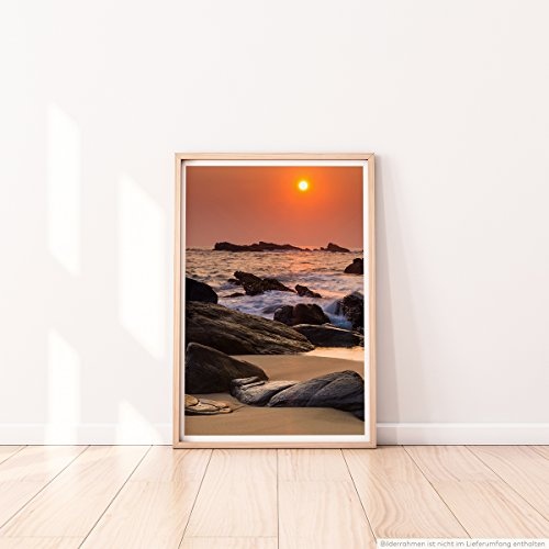 Best for home Artprints - Art - Warmer Sonnenuntergang mit Felsen- Fotodruck in gestochen scharfer Qualität