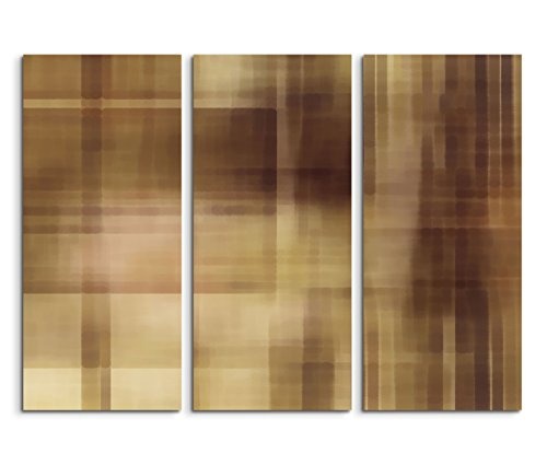 Modernes Bild 3 teilig je 40x90cm Bild - Verwebte warme Strukturen in Brauntönen