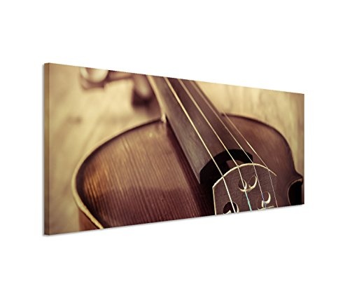 Modernes Bild 150x50cm Künstlerische Fotografie - Antike Geige im Detail