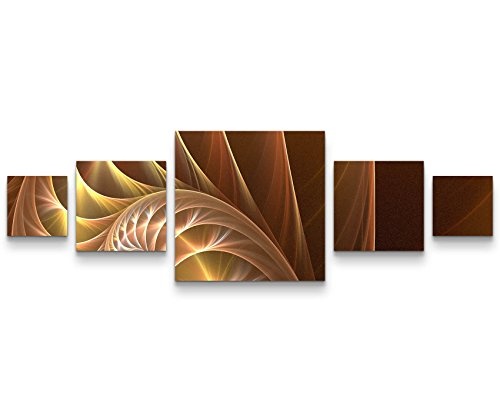 Leinwandbild 5 teilig (160x50cm) Abstraktes Bild - wunderschöne Spirale in warmen Farbtönen