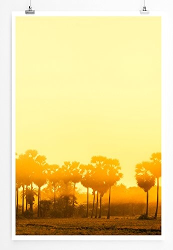 Best for home Artprints - Art - Oranger Himmel und Palmengruppe- Fotodruck in gestochen scharfer Qualität