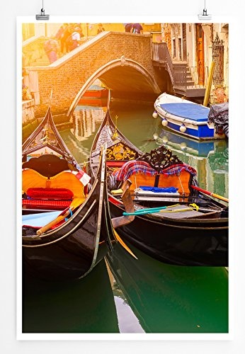 Best for home Artprints - Urbane Fotografie - Kanal in Venedig mit Gondeln- Fotodruck in gestochen scharfer Qualität