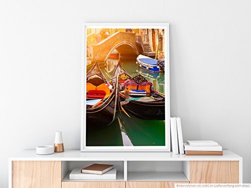 Best for home Artprints - Urbane Fotografie - Kanal in Venedig mit Gondeln- Fotodruck in gestochen scharfer Qualität