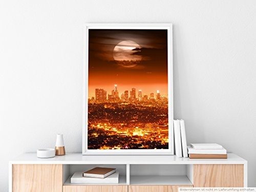 Best for home Artprints - Urbane Fotografie - Dramatischer Vollmond über Los Angeles USA- Fotodruck in gestochen scharfer Qualität