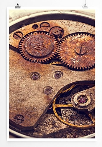 Best for home Artprints - Künstlerische Fotografie - Altes Uhrenwerk- Fotodruck in gestochen scharfer Qualität