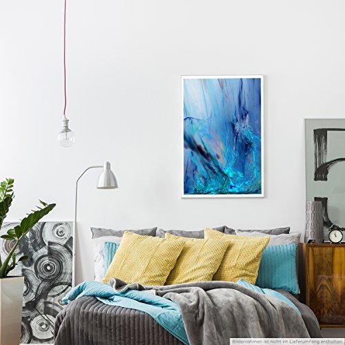 Best for home Artprints - Abstrakte blaue Farbschlieren- Fotodruck in gestochen scharfer Qualität