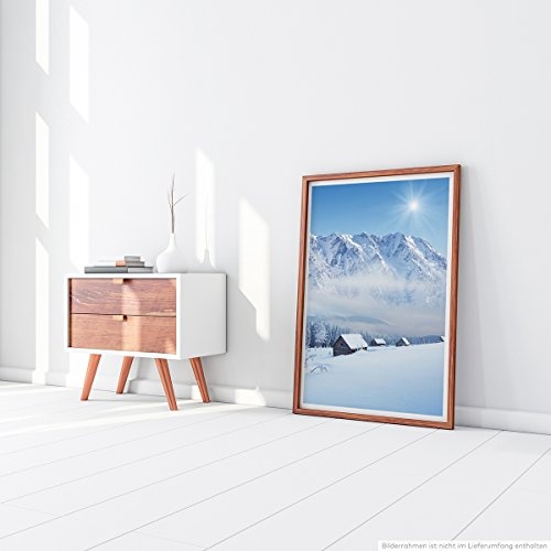 Best for home Artprints - Art - Winterlandschaft mit Hütten im Bergtal- Fotodruck in gestochen scharfer Qualität