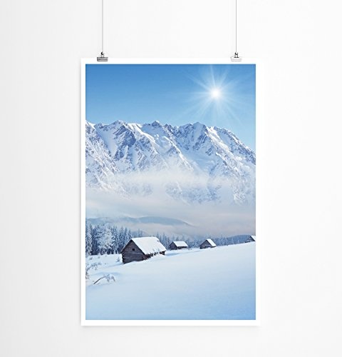 Best for home Artprints - Art - Winterlandschaft mit Hütten im Bergtal- Fotodruck in gestochen scharfer Qualität