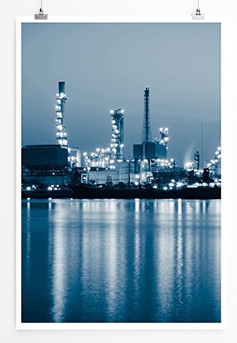 Best for home Artprints - Architekturfotografie - Ölraffinerie bei Nacht Thailand- Fotodruck in gestochen scharfer Qualität