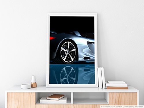 Best for home Artprints - Künstlerische Fotografie - Silberner Sportwagen- Fotodruck in gestochen scharfer Qualität