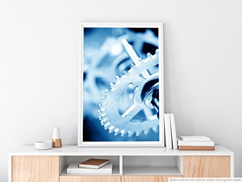 Best for home Artprints - Künstlerische Fotografie - Blaues Zahnrad- Fotodruck in gestochen scharfer Qualität