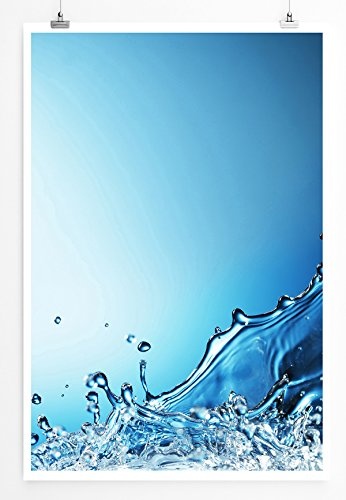 Best for home Artprints - Künstlerische Fotografie - Wasserspritzer mit blauem Hintergrund- Fotodruck in gestochen scharfer Qualität