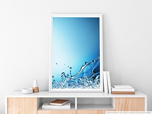 Best for home Artprints - Künstlerische Fotografie - Wasserspritzer mit blauem Hintergrund- Fotodruck in gestochen scharfer Qualität