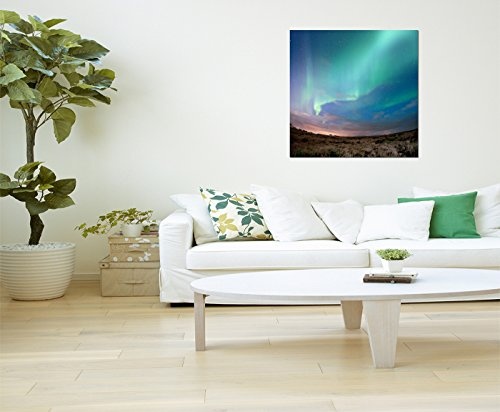 80x80 cm - Das Polarlicht ( Nordlicht ) auf der Nordhalbkugel wissenschaftlich Aurora borealis, als Südlicht auf der Südhalbkugel Aurora australis Polarlicht in schönen Farben - Bild auf Keilrahmen modern stilvoll - Bilder und Dekoration! bestforhome
