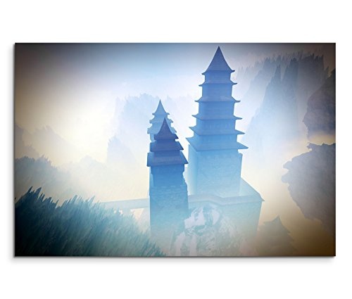 Modernes Bild 90x60cm Architekturfotografie - Buddhistischer Zen Tempel