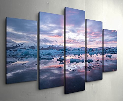 5 teiliges Wandbild auf Leinwand (Gesamtmaß: 150x100cm) Gletscher Lagune