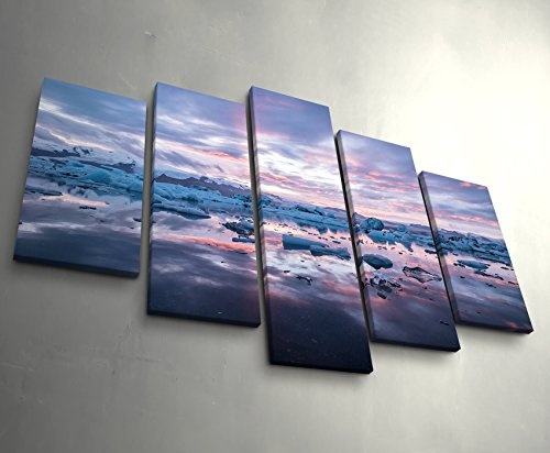 5 teiliges Wandbild auf Leinwand (Gesamtmaß: 150x100cm) Gletscher Lagune